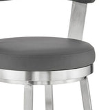 26" Gray And Silver Iron Swivel Backless Counter Height Bar Chair - Homeroots - Flyclothing LLC