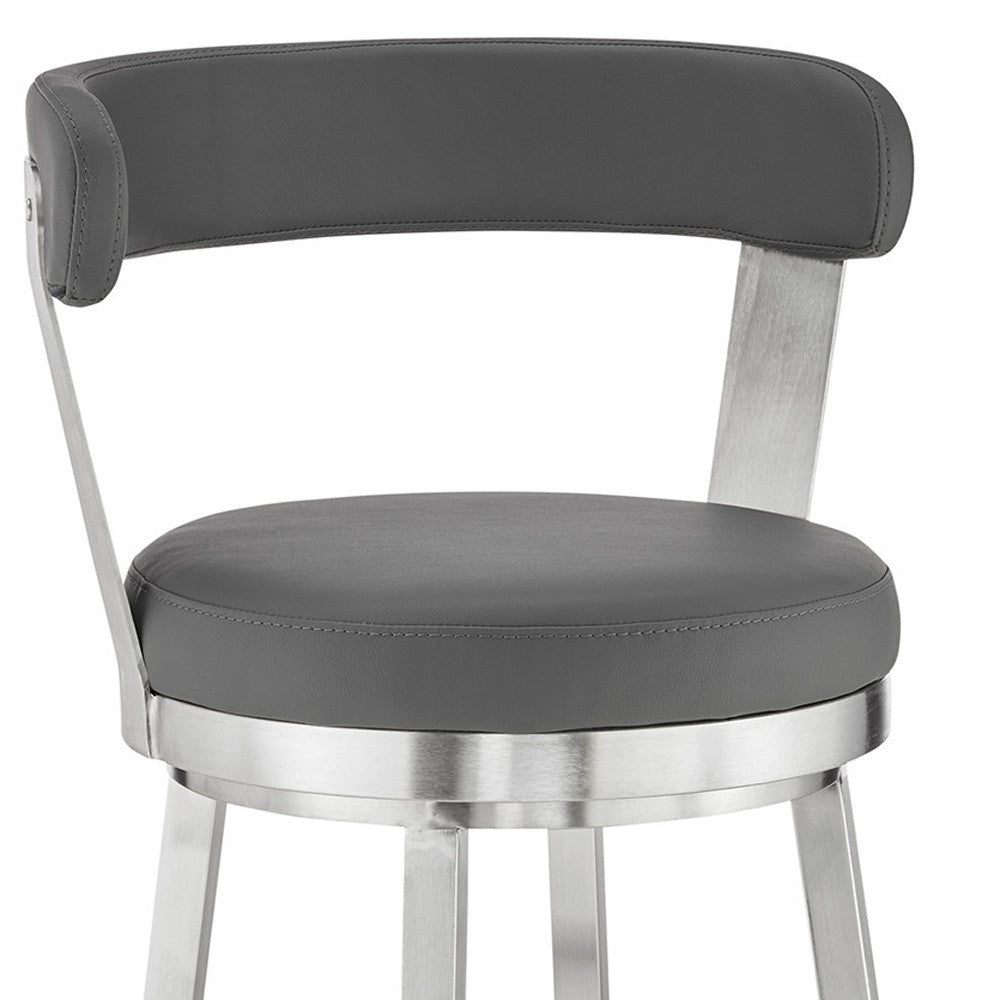 26" Gray And Silver Iron Swivel Backless Counter Height Bar Chair - Homeroots - Flyclothing LLC