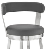 26" Gray And Silver Iron Swivel Backless Counter Height Bar Chair - Homeroots - Flyclothing LLC