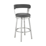 26" Gray And Silver Iron Swivel Backless Counter Height Bar Chair - Homeroots - Flyclothing LLC