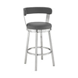 26" Gray And Silver Iron Swivel Backless Counter Height Bar Chair - Homeroots