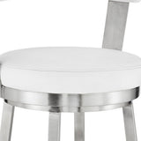 26" White And Silver Iron Swivel Backless Counter Height Bar Chair - Homeroots - Flyclothing LLC