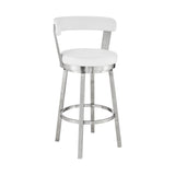 26" White And Silver Iron Swivel Backless Counter Height Bar Chair - Homeroots - Flyclothing LLC