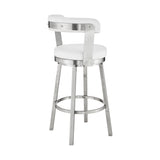 26" White And Silver Iron Swivel Backless Counter Height Bar Chair - Homeroots - Flyclothing LLC