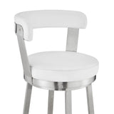 26" White And Silver Iron Swivel Backless Counter Height Bar Chair - Homeroots - Flyclothing LLC