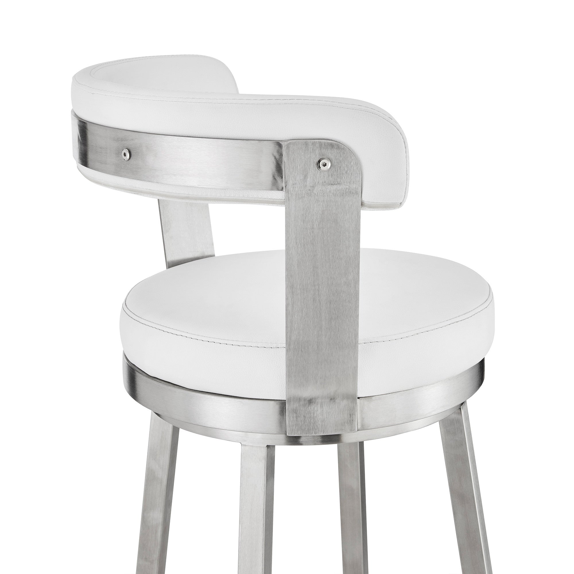 26" White And Silver Iron Swivel Backless Counter Height Bar Chair - Homeroots - Flyclothing LLC