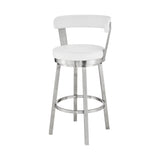 26" White And Silver Iron Swivel Backless Counter Height Bar Chair - Homeroots - Flyclothing LLC