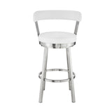 30" White And Silver Iron Swivel Backless Bar Height Bar Chair - Homeroots - Flyclothing LLC