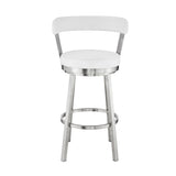 30" White And Silver Iron Swivel Backless Bar Height Bar Chair - Homeroots