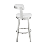 30" White And Silver Iron Swivel Backless Bar Height Bar Chair - Homeroots - Flyclothing LLC