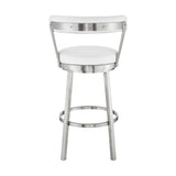30" White And Silver Iron Swivel Backless Bar Height Bar Chair - Homeroots - Flyclothing LLC
