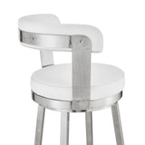 30" White And Silver Iron Swivel Backless Bar Height Bar Chair - Homeroots - Flyclothing LLC