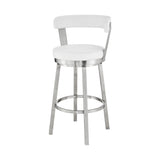 30" White And Silver Iron Swivel Backless Bar Height Bar Chair - Homeroots - Flyclothing LLC