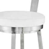 30" White And Silver Iron Swivel Backless Bar Height Bar Chair - Homeroots - Flyclothing LLC