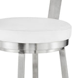 30" White And Silver Iron Swivel Backless Bar Height Bar Chair - Homeroots - Flyclothing LLC