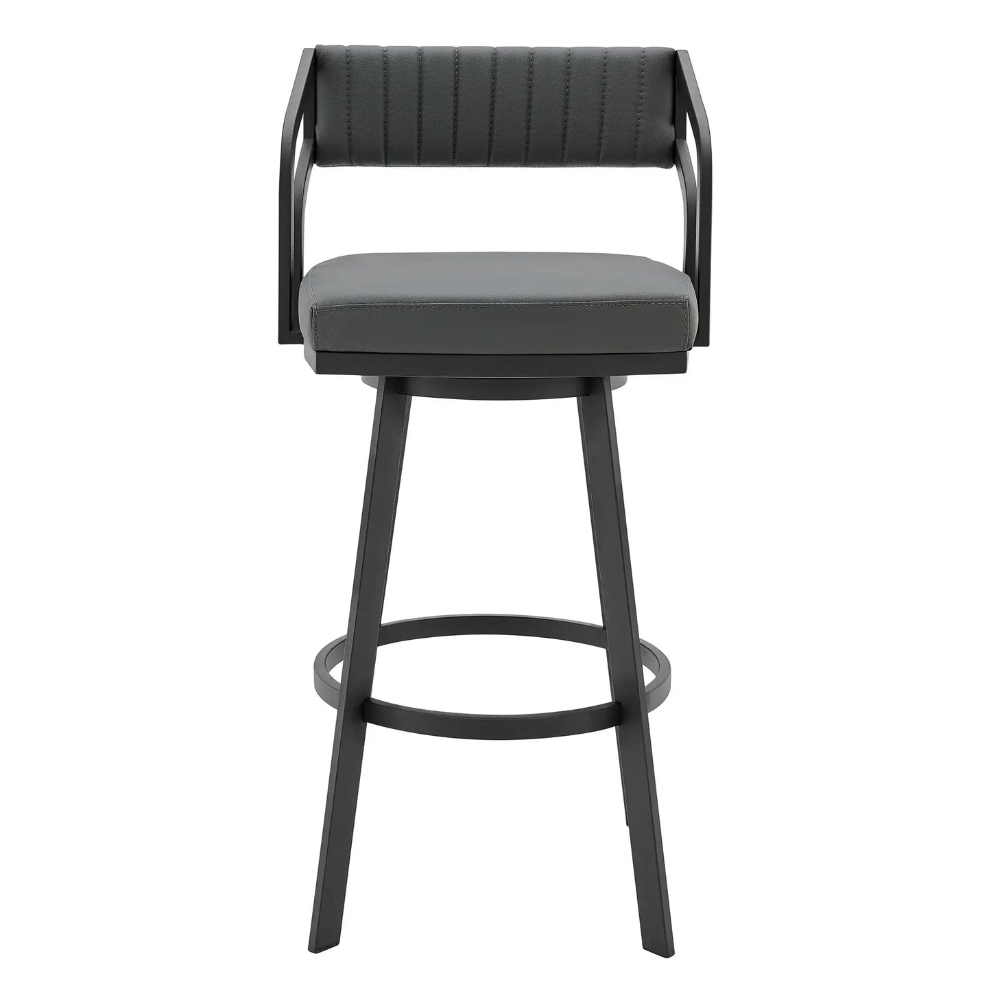 26" Gray And Black Iron Swivel Low Back Counter Height Bar Chair - Homeroots - Flyclothing LLC