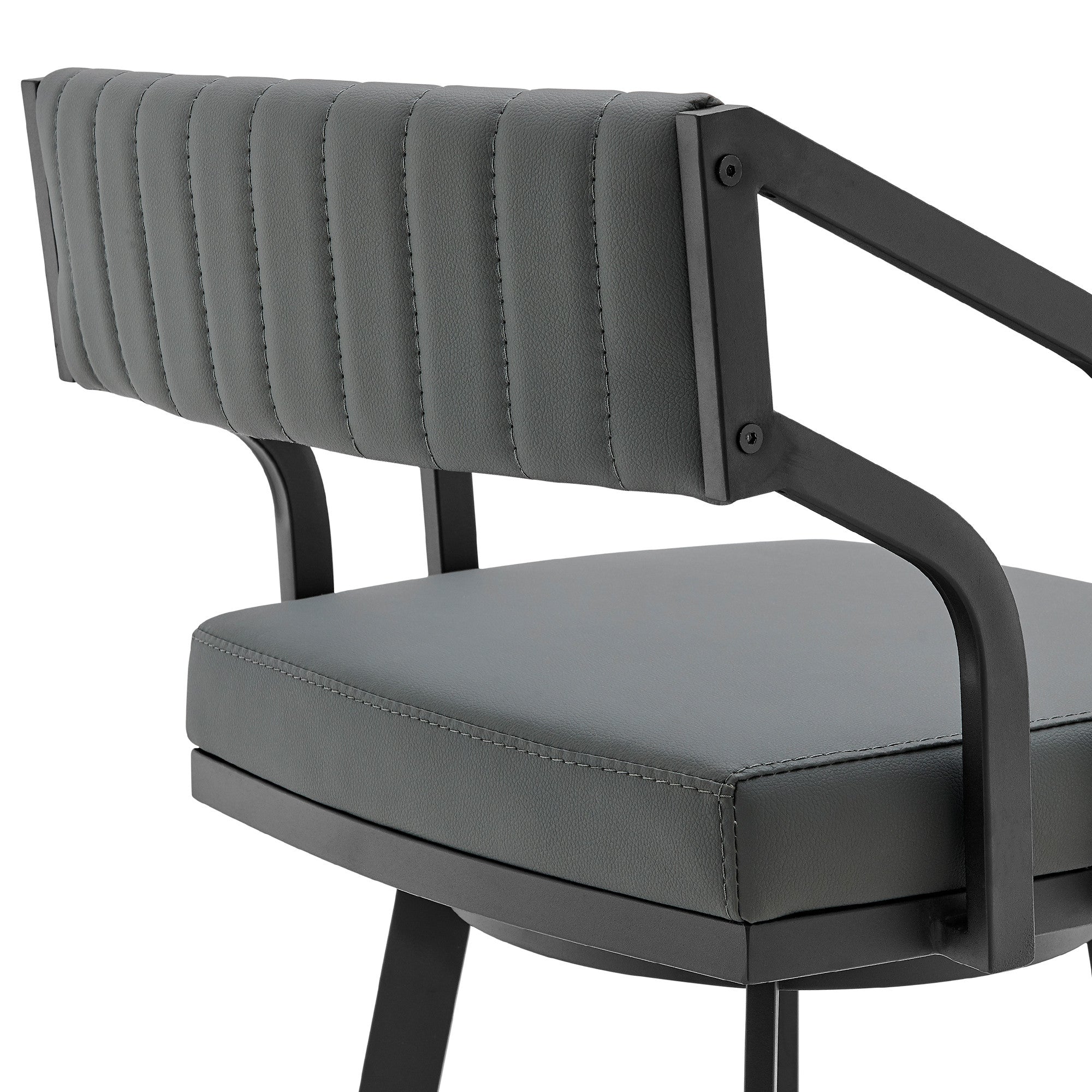 26" Gray And Black Iron Swivel Low Back Counter Height Bar Chair - Homeroots - Flyclothing LLC