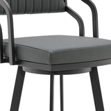 26" Gray And Black Iron Swivel Low Back Counter Height Bar Chair - Homeroots - Flyclothing LLC