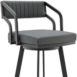 26" Gray And Black Iron Swivel Low Back Counter Height Bar Chair - Homeroots - Flyclothing LLC
