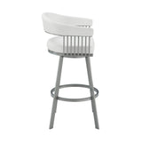 25" White And Silver Iron Swivel Backless Counter Height Bar Chair - Homeroots