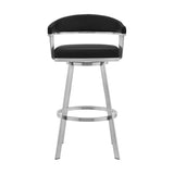 25" Black And Silver Iron Swivel Backless Counter Height Bar Chair - Homeroots