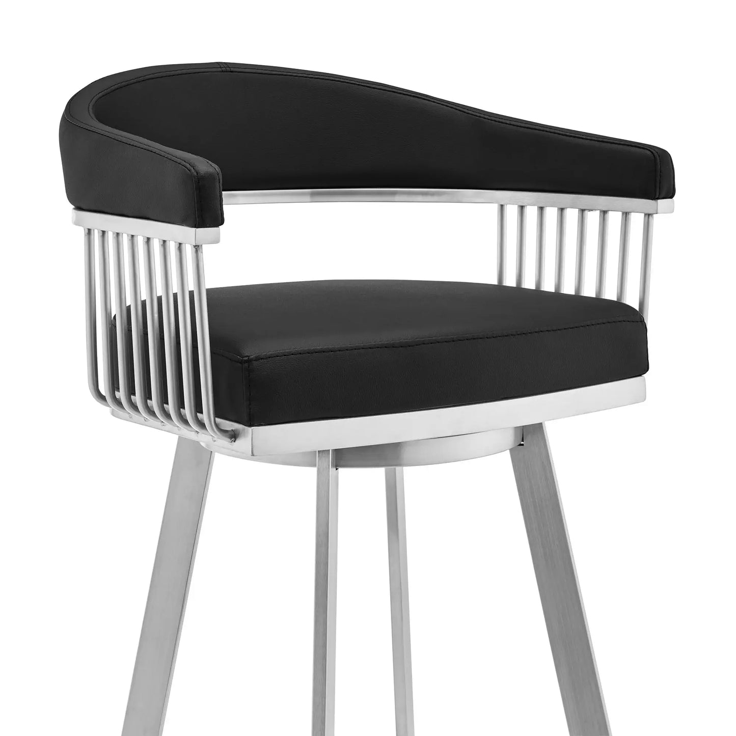 25" Black And Silver Iron Swivel Backless Counter Height Bar Chair - Homeroots - Flyclothing LLC