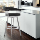 29" Black And Silver Iron Swivel Backless Bar Height Bar Chair - Homeroots - Flyclothing LLC