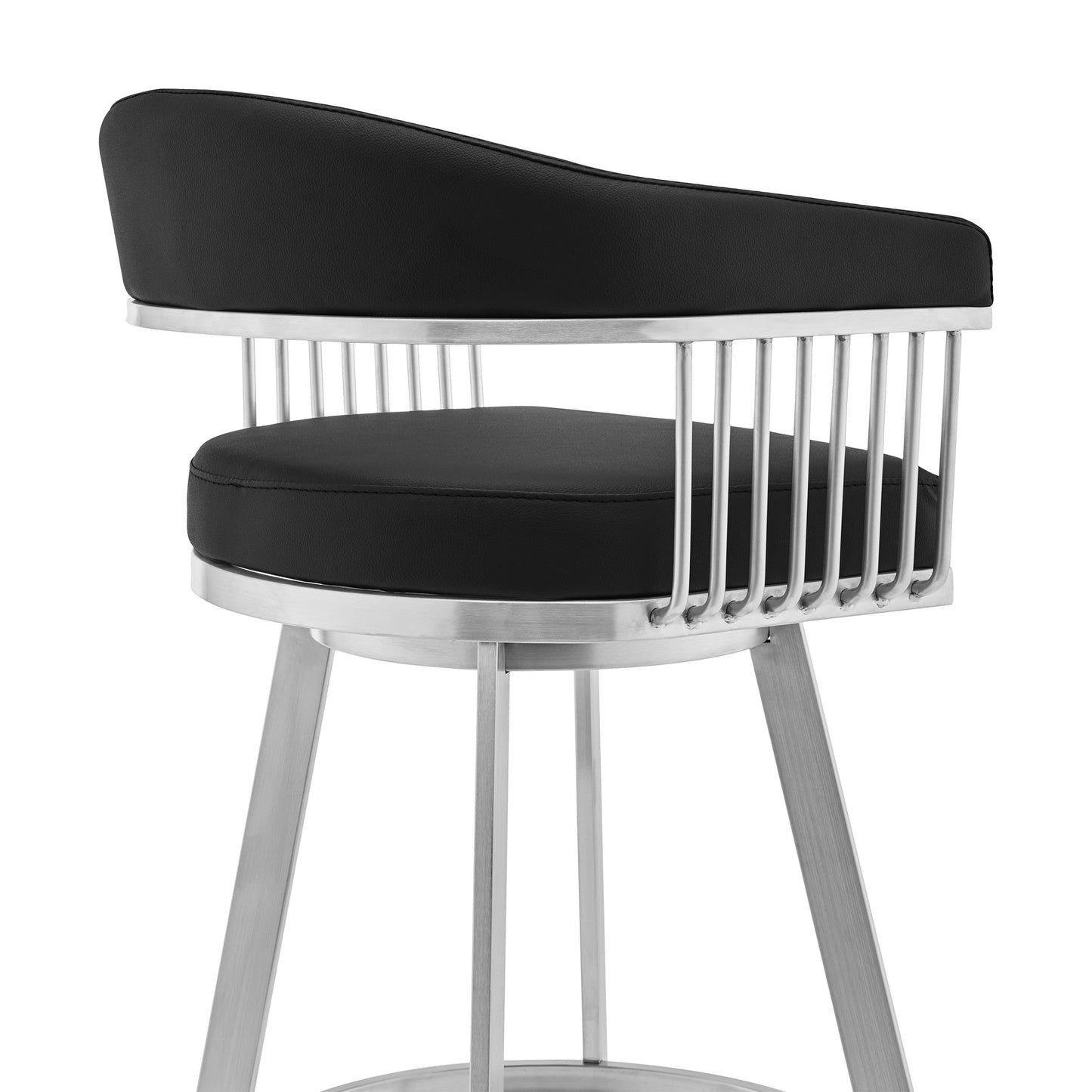 29" Black And Silver Iron Swivel Backless Bar Height Bar Chair - Homeroots - Flyclothing LLC