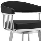 29" Black And Silver Iron Swivel Backless Bar Height Bar Chair - Homeroots - Flyclothing LLC