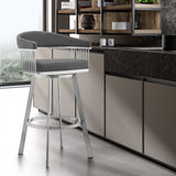 25" Gray And Silver Iron Swivel Backless Counter Height Bar Chair - Homeroots - Flyclothing LLC