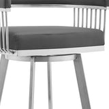 29" Gray And Silver Iron Swivel Backless Bar Height Bar Chair - Homeroots - Flyclothing LLC