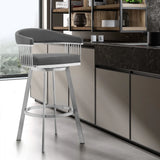 29" Gray And Silver Iron Swivel Backless Bar Height Bar Chair - Homeroots - Flyclothing LLC