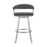 29" Gray And Silver Iron Swivel Backless Bar Height Bar Chair - Homeroots - Flyclothing LLC