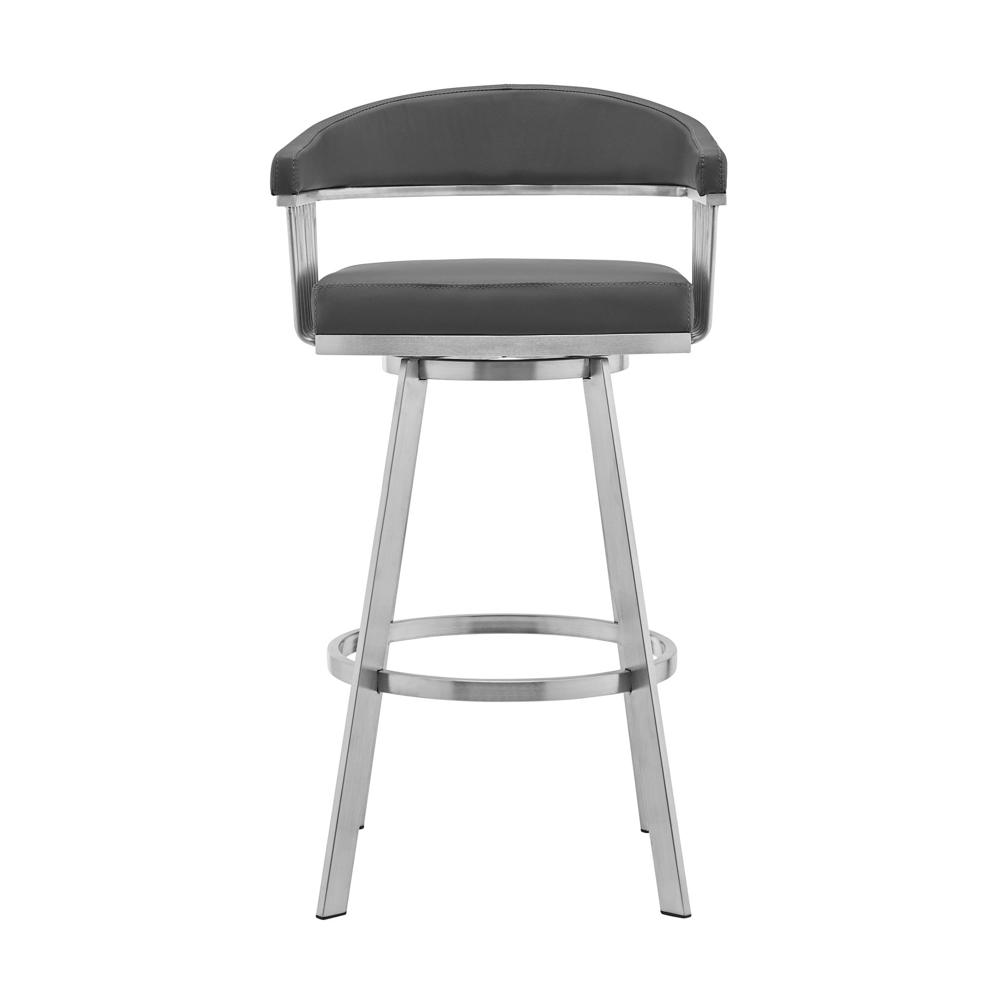 29" Gray And Silver Iron Swivel Backless Bar Height Bar Chair - Homeroots - Flyclothing LLC