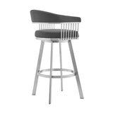 29" Gray And Silver Iron Swivel Backless Bar Height Bar Chair - Homeroots