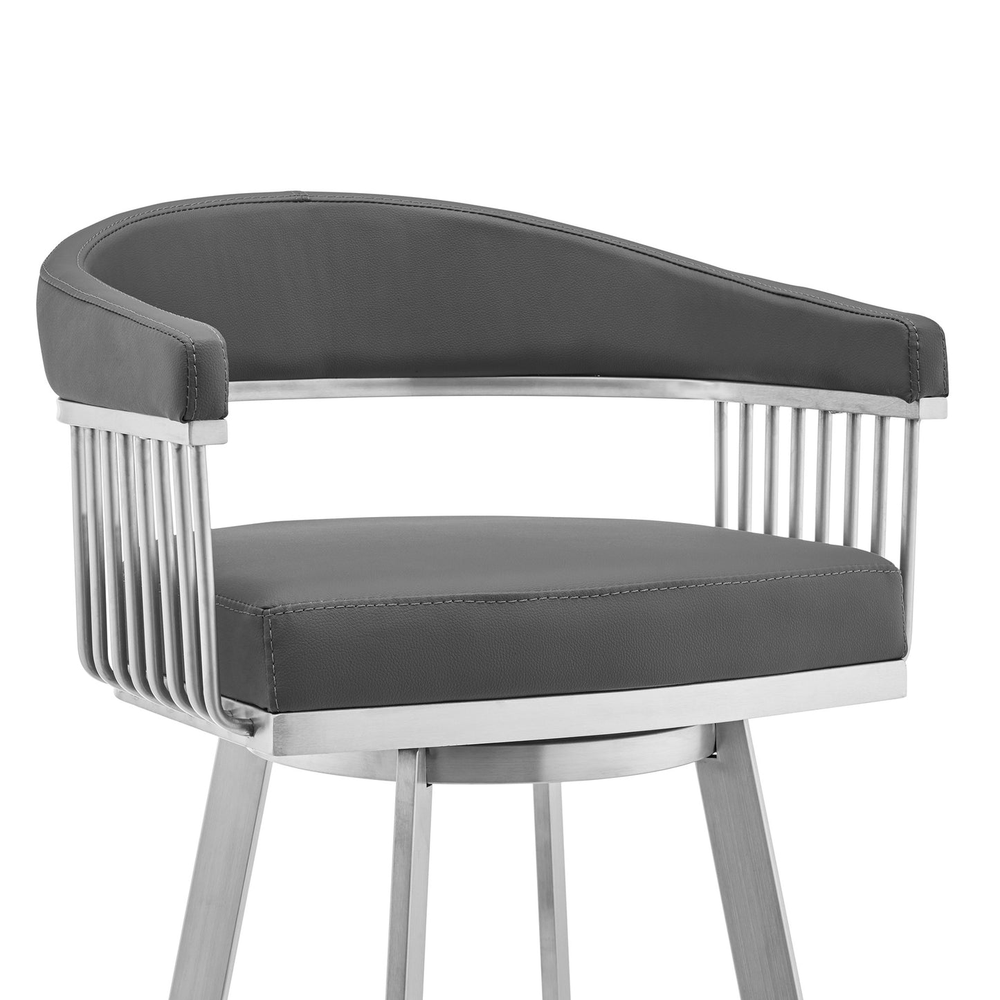 29" Gray And Silver Iron Swivel Backless Bar Height Bar Chair - Homeroots - Flyclothing LLC