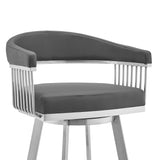 29" Gray And Silver Iron Swivel Backless Bar Height Bar Chair - Homeroots - Flyclothing LLC