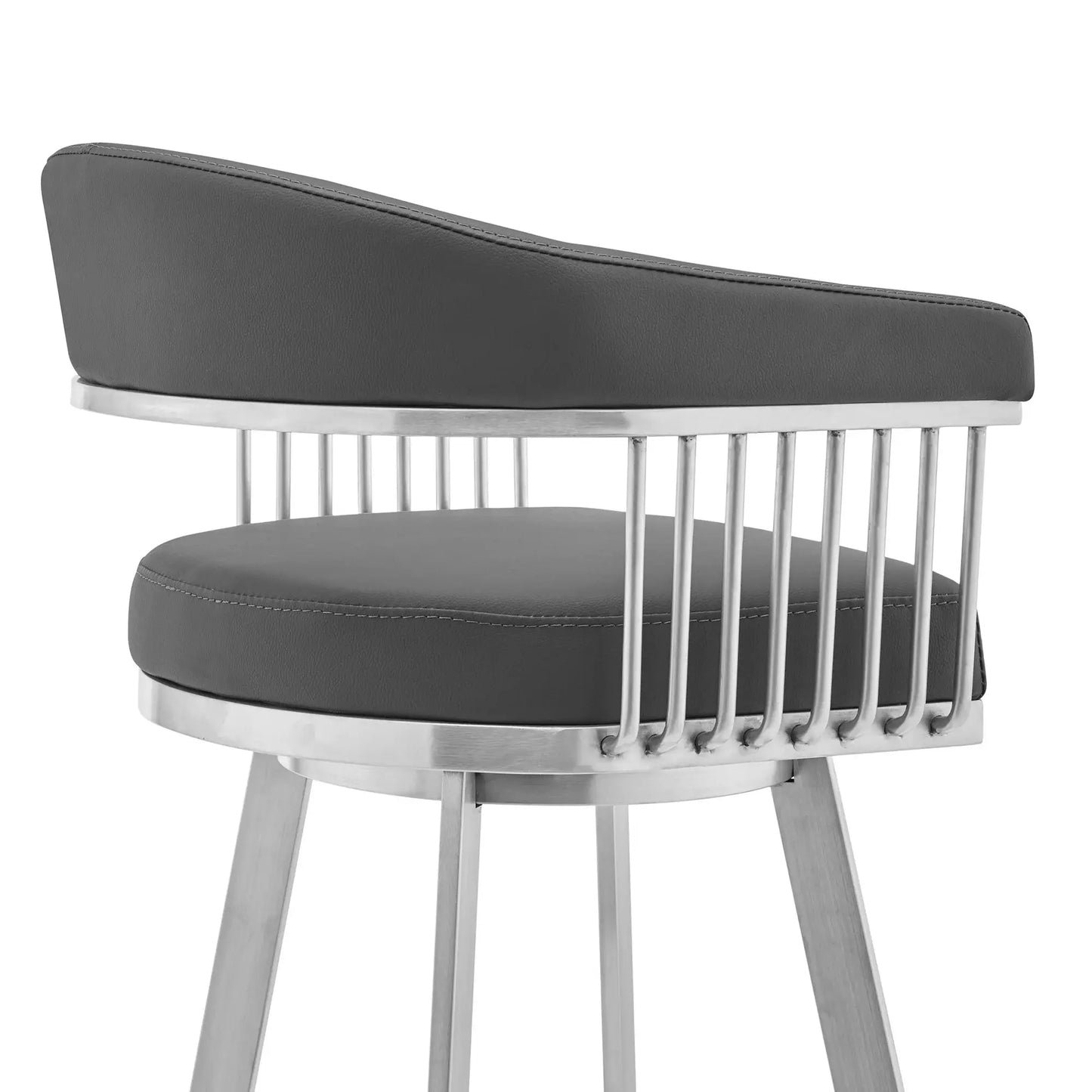29" Gray And Silver Iron Swivel Backless Bar Height Bar Chair - Homeroots - Flyclothing LLC