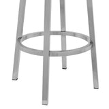 30" Gray And Silver Faux Leather And Iron Swivel Bar Height Bar Chair - Homeroots