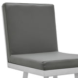30" Gray And Silver Faux Leather And Iron Swivel Bar Height Bar Chair - Homeroots - Flyclothing LLC