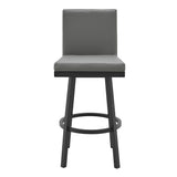 30" Gray And Black Faux Leather And Iron Swivel Bar Height Bar Chair - Homeroots - Flyclothing LLC
