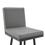 30" Gray And Black Faux Leather And Iron Swivel Bar Height Bar Chair - Homeroots - Flyclothing LLC