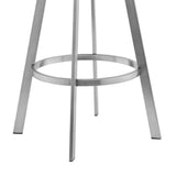 30" Gray And Silver Faux Leather And Iron Swivel Bar Height Bar Chair - Homeroots