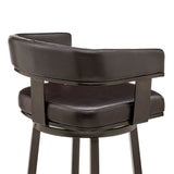 30" Chocolate And Gray Faux Leather And Iron Swivel Low Back Bar Height Bar Chair - Homeroots - Flyclothing LLC