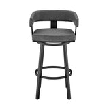 26" Gray And Black Faux Leather And Iron Swivel Low Back Counter Height Bar Chair - Homeroots - Flyclothing LLC
