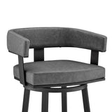 30" Gray And Black Faux Leather And Iron Swivel Low Back Bar Height Bar Chair - Homeroots - Flyclothing LLC