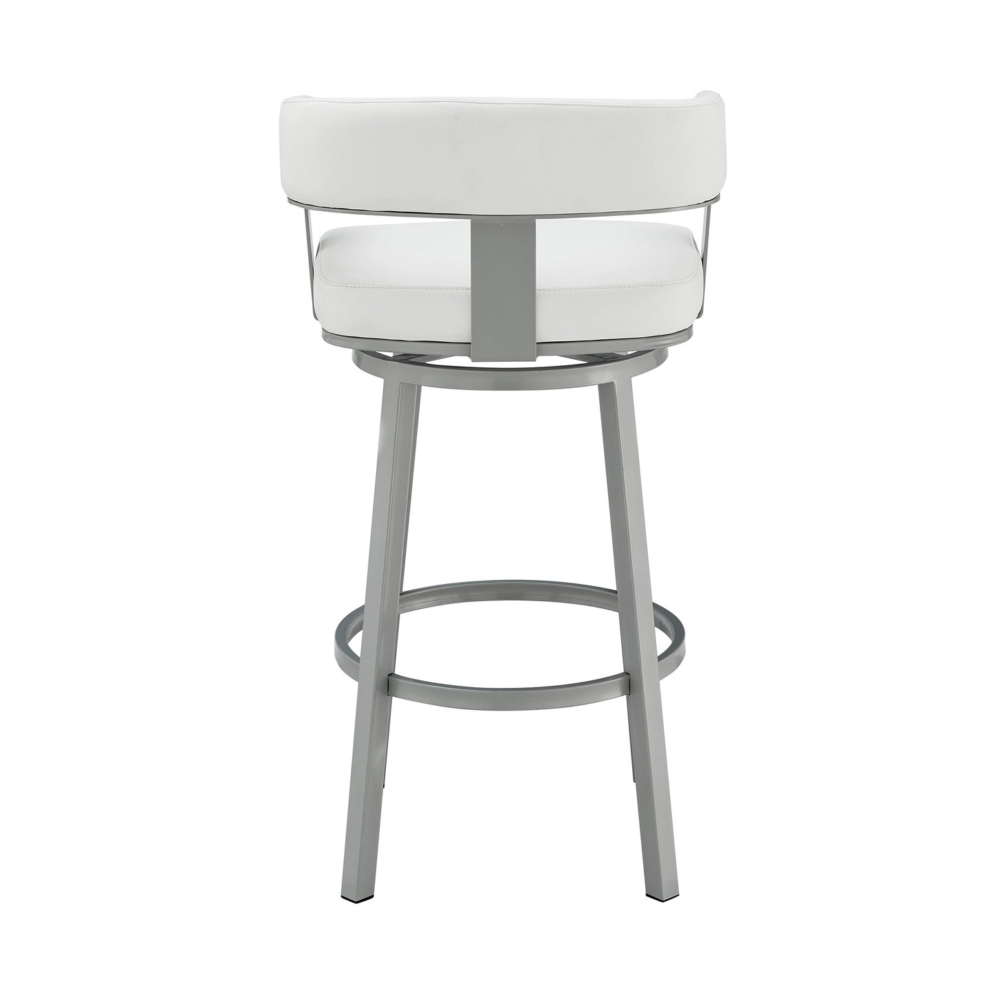 26" White And Gray Faux Leather And Iron Swivel Low Back Counter Height Bar Chair - Homeroots - Flyclothing LLC