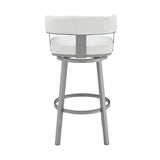 26" White And Gray Faux Leather And Iron Swivel Low Back Counter Height Bar Chair - Homeroots - Flyclothing LLC