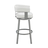 26" White And Gray Faux Leather And Iron Swivel Low Back Counter Height Bar Chair - Homeroots - Flyclothing LLC