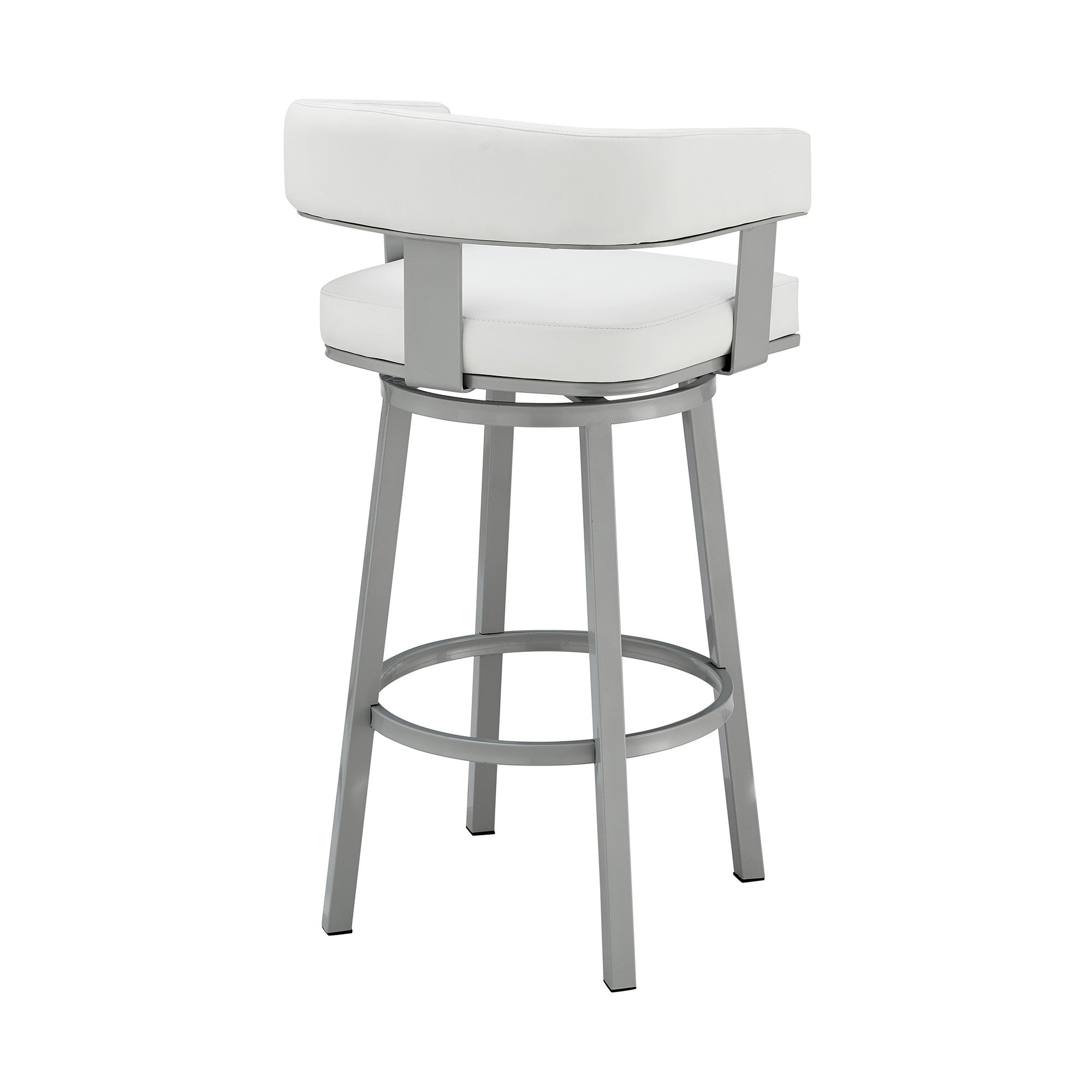 26" White And Gray Faux Leather And Iron Swivel Low Back Counter Height Bar Chair - Homeroots - Flyclothing LLC